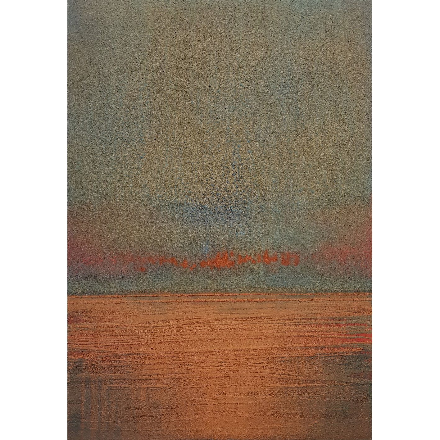 Dawn Red, 2020, 70x100, acrylic, volcanic sand on canvas